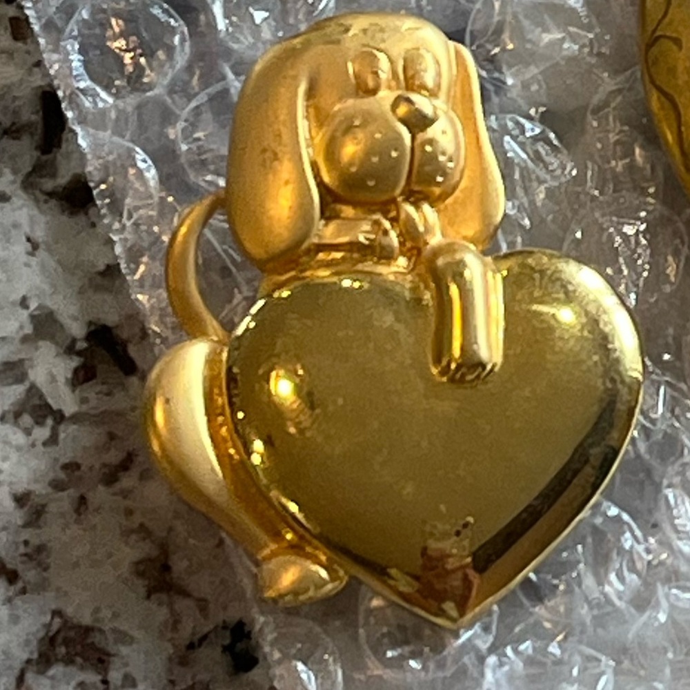 Vintage JJ Jonette Dog & Heart Brooch
